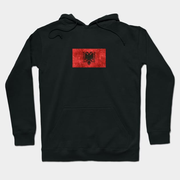 Vintage Aged and Scratched Albanian Flag Hoodie by jeffbartels